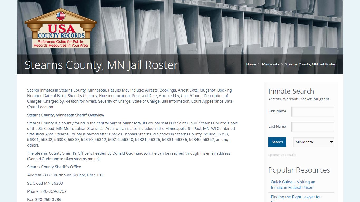 Stearns County, MN Jail Roster | Name Search